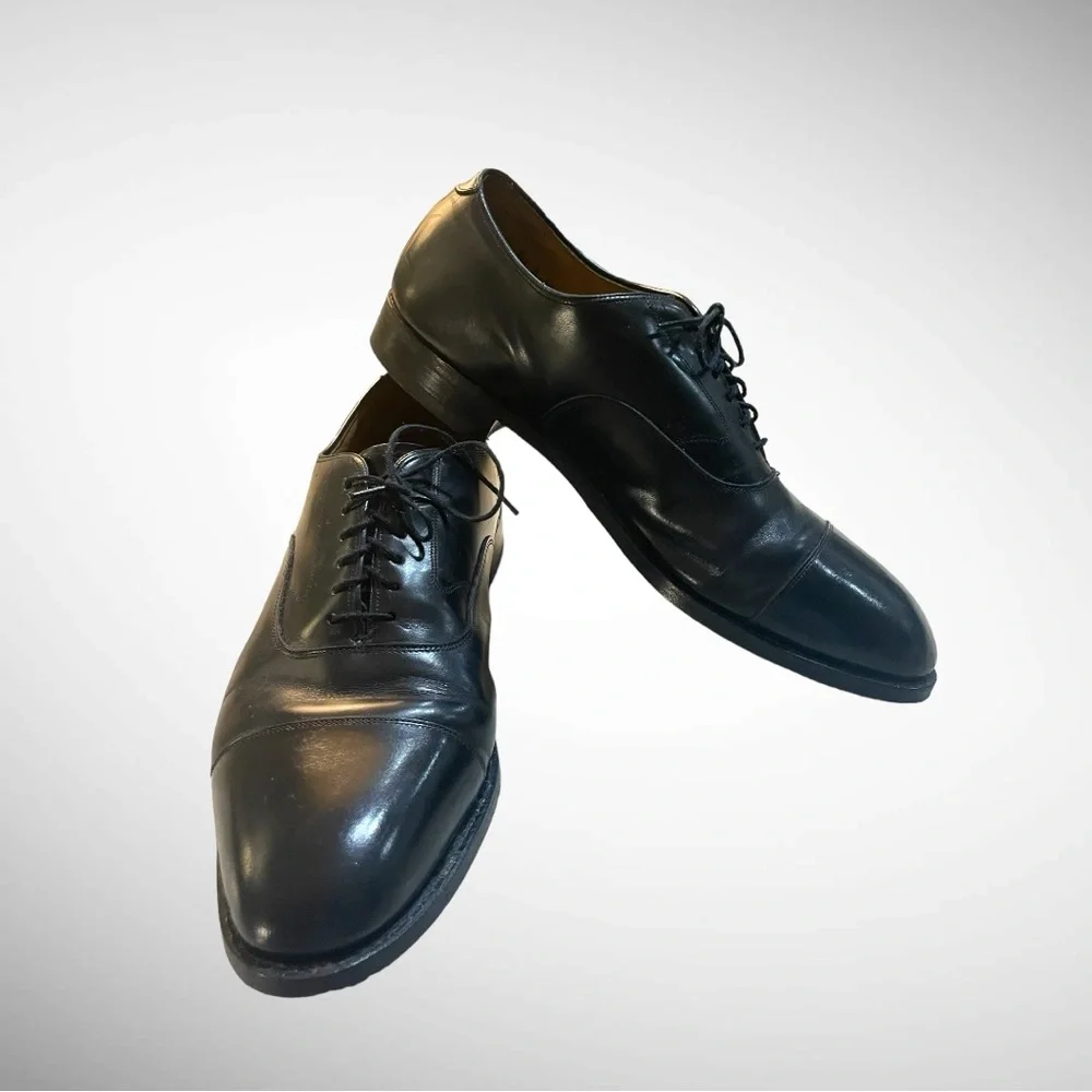 JOHNSTON & MURPHY MELTON CAP TOE TOSCANA LEATHER OXFORDS ITALY SIZE 11.5